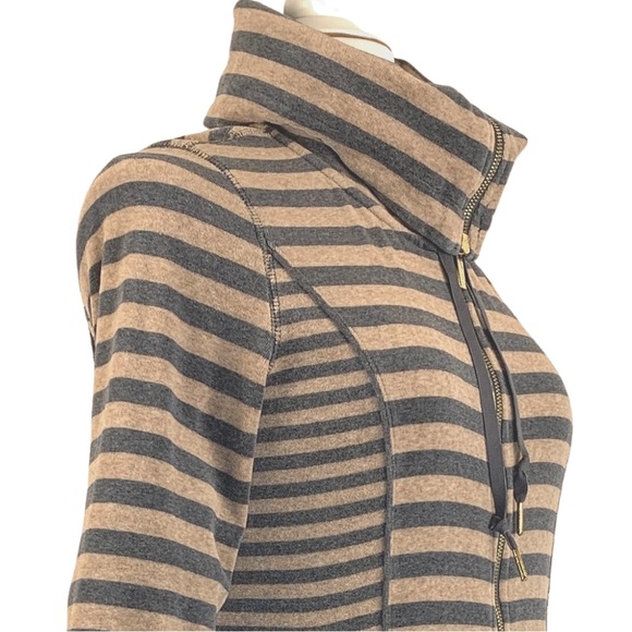 Calvin Klein Velour Striped Drawstring Turtleneck Zip Up Jacket size X-Small - Picture 9 of 16